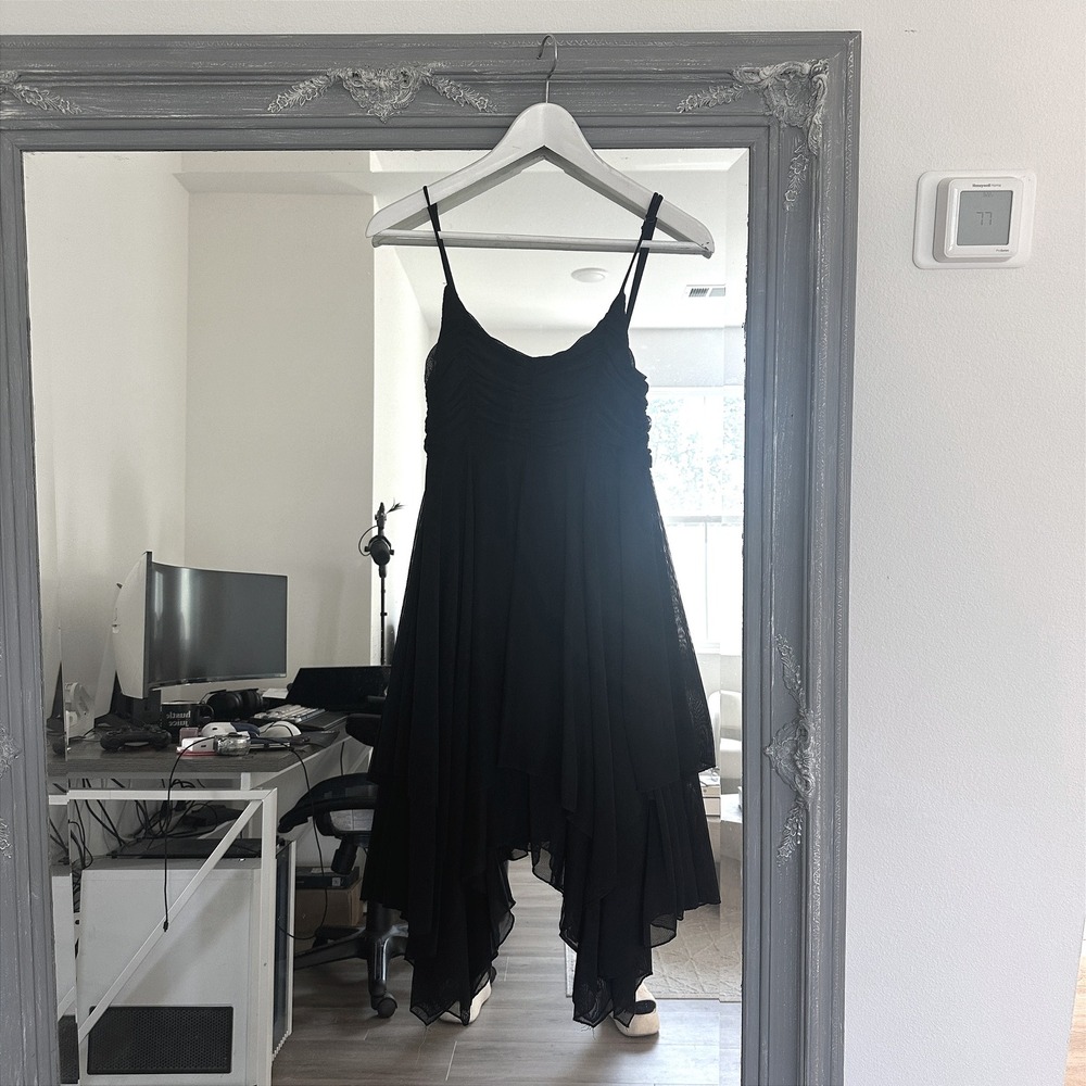 RSQ Y2K Whimsigoth Fairy Grunge Flutter Ruched Asymmetrical Hem Chiffon Dress M